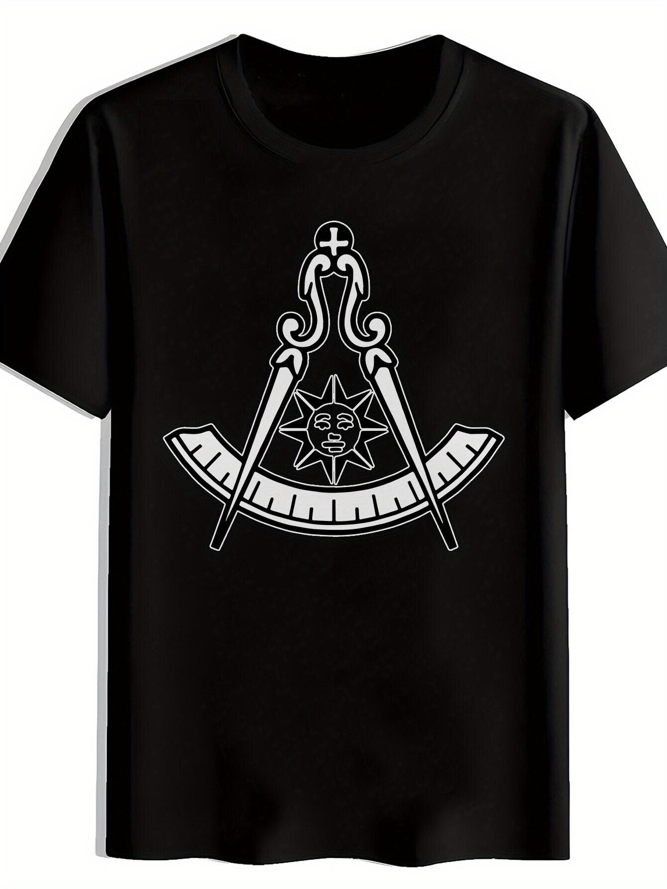 Black Graphic T-shirt - Heavy Metal Cross & Stars Design - Lightweight Breathable Polyester Tee for Concerts S