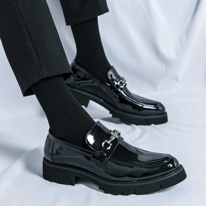 Men Loafers Street Style Classic Thick Sole Platform Height Increase Black Formal Business Wedding Dress Prom Blazers Tuxedo Party Shoes Large Size