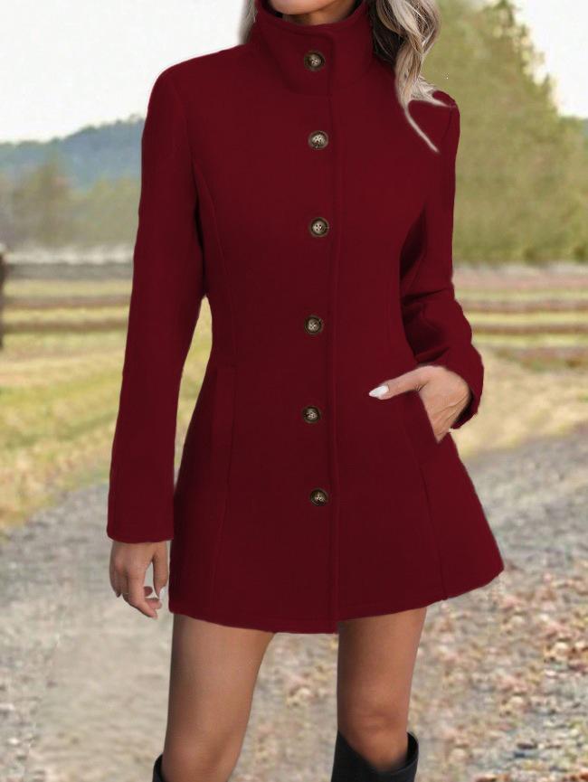 2026 European & American Women's Autumn/Winter Fashion Woolen Stand-Up Collar Coat