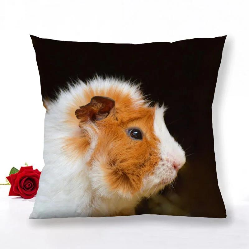 Guinea Pig Zipper Pillowcase Home Decor Satin Square  Bedroom