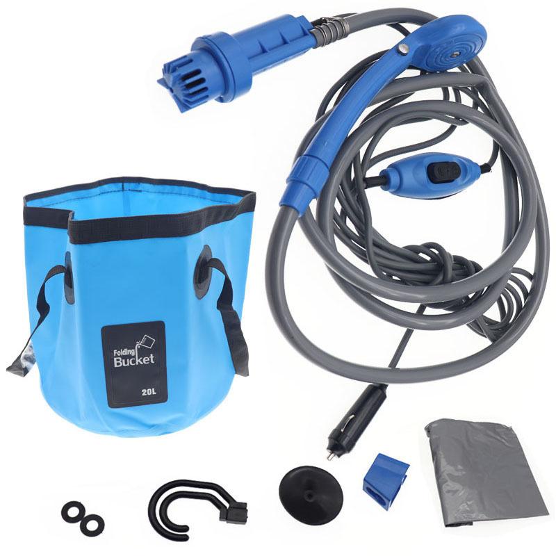 12V Portable Car Washer Camping Shower High Pressure Car Shower Washer Set Electric Pump Sprayer For Outdoor Camping Travel Pet