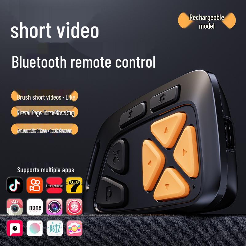 Cross P4 Multi-function Bluetooth Remote: Wireless Charger, Silent Camera Shutter, Selfie & Douyin Page Turner Black Night P4 8-key Silent with Case