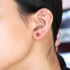 Faceted Red Garnet Silver Stud Earring 925 Sterling Silver Handmade Jewelry Gift For Her