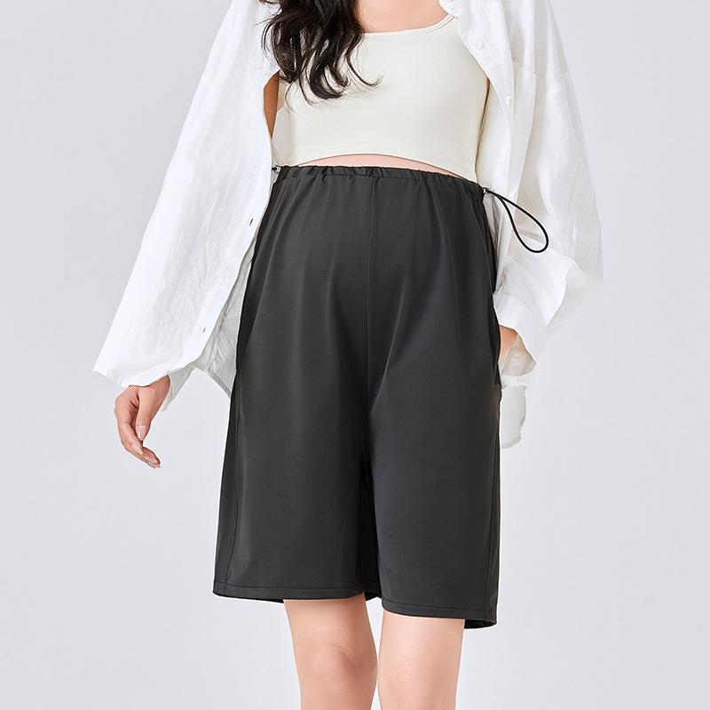 

Maternity five-point pants summer thin outer wear loose large shorts maternity outdoor shorts maternity shorts M чёрный