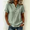 Camicia da Donna Estiva Casual Stampata a Bottoni con Scollo a Girocollo a Maniche Corte Ampia
