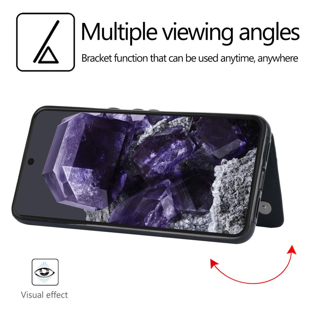 Für Google Pixel 8 Pro/8/8A Brieftaschenhülle mit Kartenhalter, PU-Kunstleder Hülle mit Ständer und Kartenschlitzen, Abdeckung mit doppeltem Magnetverschluss