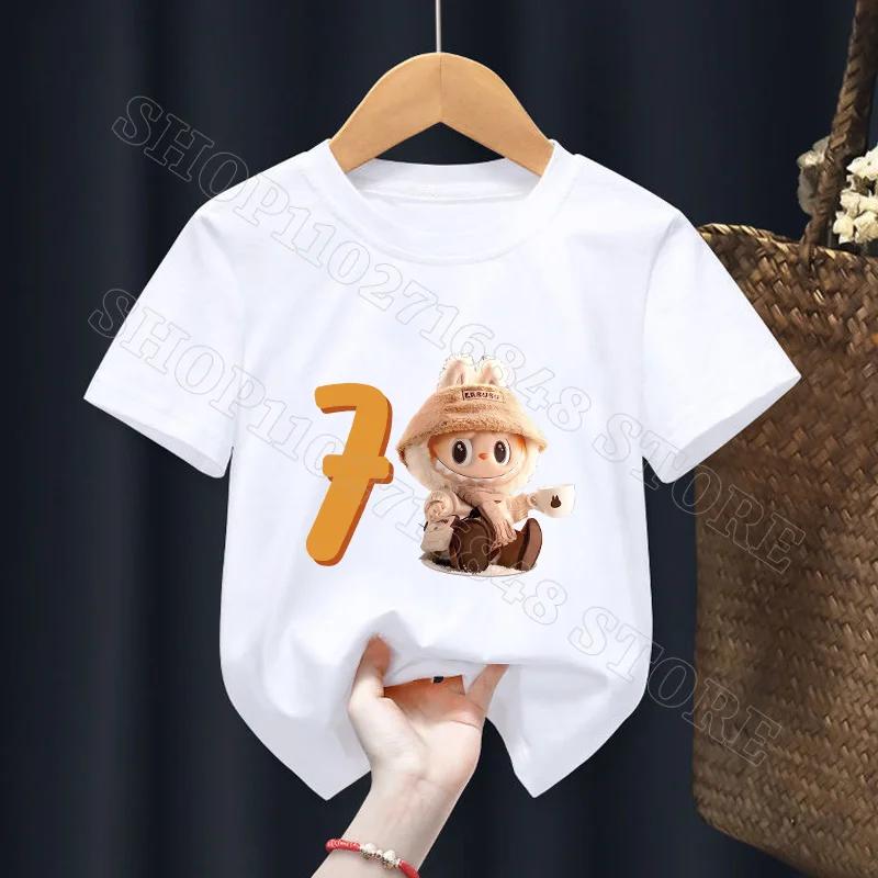 

Футболка на день народження для хлопчиків та дівчаток Labubu Baby Show Бавовняний одяг Мода Мультяшний Аніме Графічний принт Топи Крутий Зручний Подарунок 130