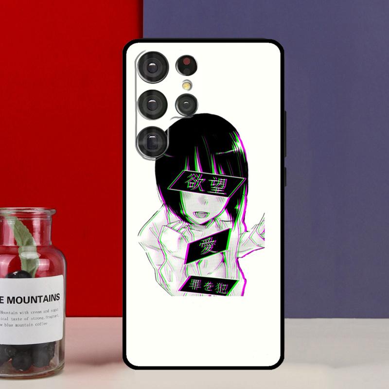 Sad Japanese Aesthetic Art Funda Case For Samsung Galaxy S25 Ultra S9 S10 S20 S22 Plus S21 FE S23 S24 Ultra Phone Cover