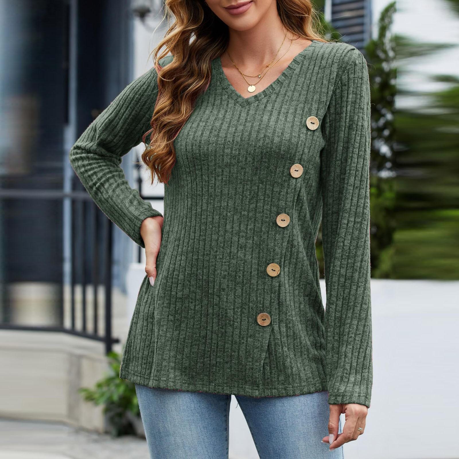 

Женский однотонный модный длинный рукав в полоску с накладными пуговицами свободный топ L армия зеленый