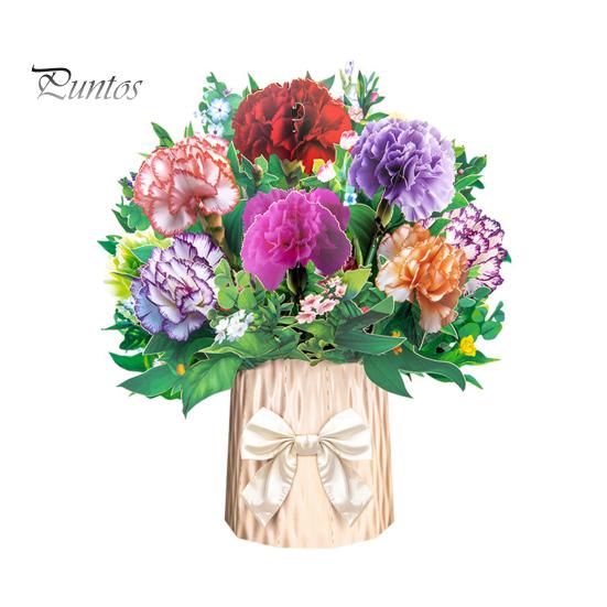 3D Pop Up Flower Bouquet Card Paper Flower Vase Greeting Cards for Mother's Day Congratulations Graduation Anniversary Birthday