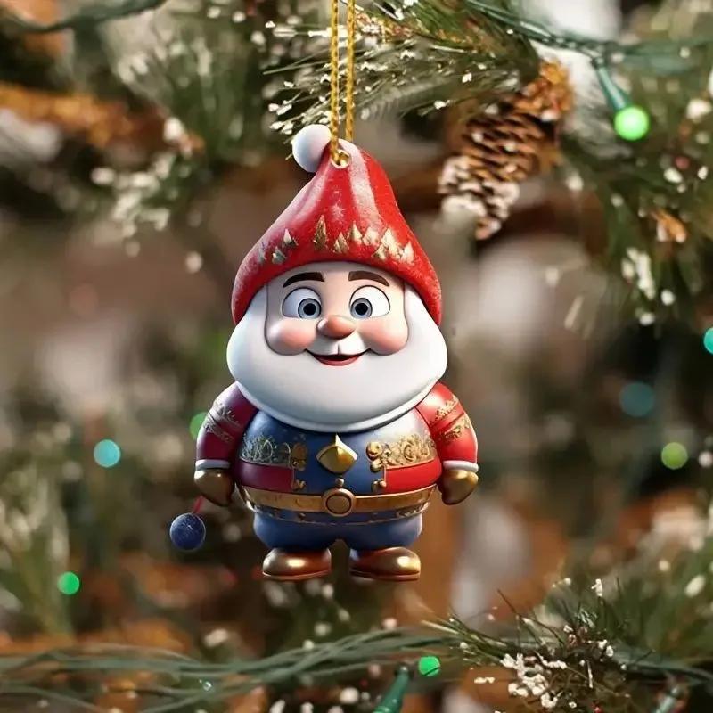 Christmas Tree Pendant 2D Acrylic Christmas Hanging Decoration Funny 2025 Navidad Snowman Ornaments Party Decor Xmas Gift
