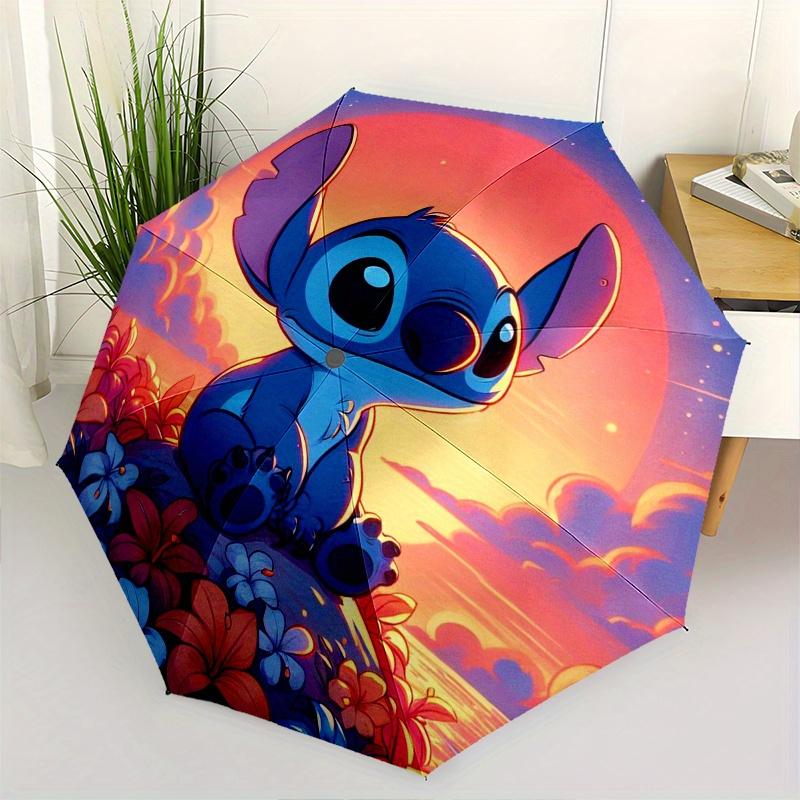 

Stitch,Sunset Automatic Folding Umbrella Simple 8 Rib Design, Bright Cartoon Pattern, Durable Iron Frame, Suitable For Travel, Outdoor, Be