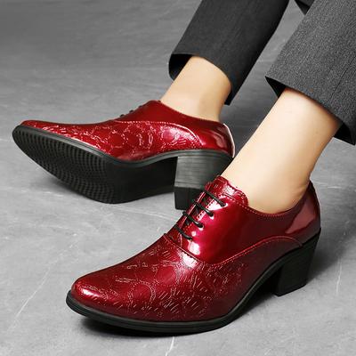 Męskie buty na wysokim obcasie Wingtip sznurowadła czarne lakierki Derby suknia ślubna taniec biznes formalne buty na koturnie wzrost wzrostu Tuxedo Prom Blazers buty