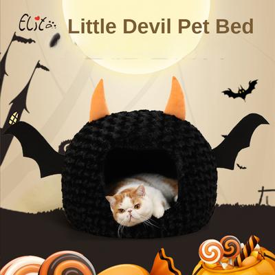 Stelivo pro domácí mazlíčky Halloween Imp Cat Stelivo Velký prostor Uzavřený podzimní a zimní teplo Teddy Fadou Chovatelská stanice pro štěňata Cat House