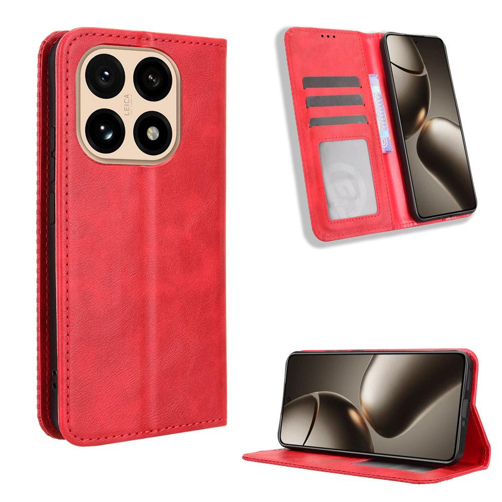 

For Xiaomi 15T Leather Case Wallet Stand Retro Texture Phone Cover