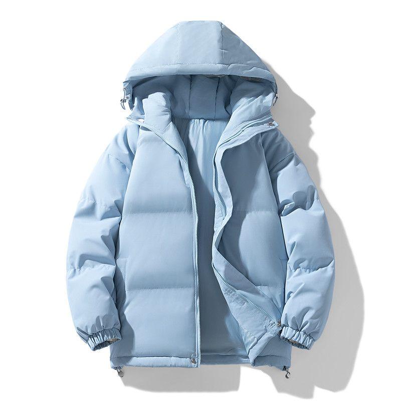 Winter New Style Fleece-Lined Warm Thickened Stand-Collar Couple's Jacket, Unisex Casual Hooded Windproof Cotton Coat
