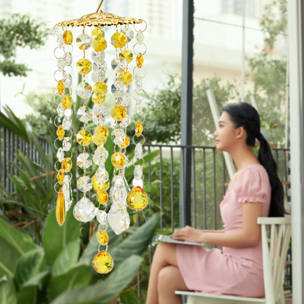 Chandelier Wind Chimes Coating Crystal Prisms Hanging Suncatcher Rainbow Chaser Window Curtains Pendant Home Garden Decor Gifts