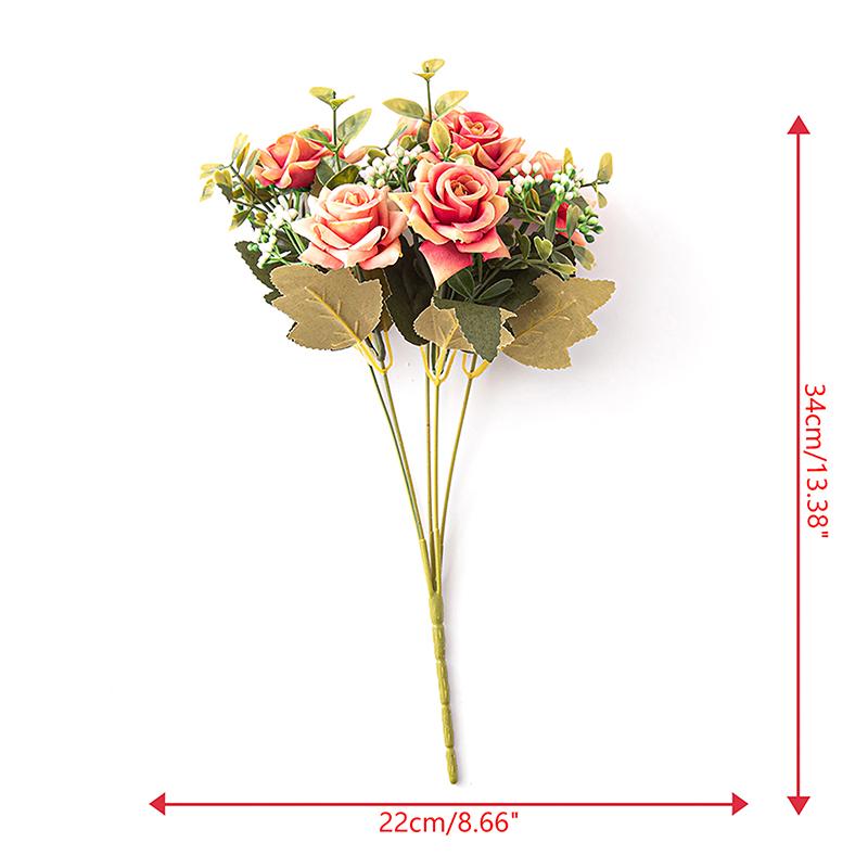 Rose Wedding Artificial Flower Bridal Bouquet Diy Wedding Home Table Center Decoration Simulation Plant Shoot Prop Fake Flower