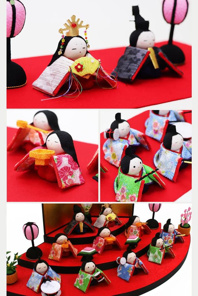 Osaka Choseido Hina Compact Personalized with Wooden Tag Chirimen Hina 45cm Set of Dolls, Miniature, (Sent Separately). Dolls, Wide, Fan-Shaped