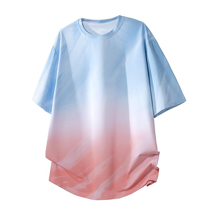 

Quick Drying Sports T-shirt Men s Ice Silk Fitness Loose Summer Thin Short Sleeved Running Top 2XL