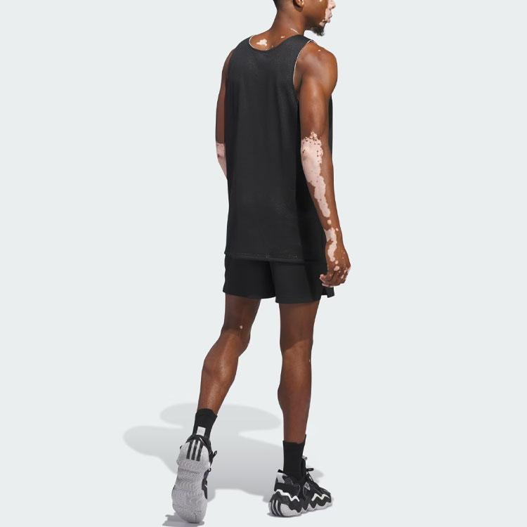 Adidas Select Worldwide Hoops Jersey Logo Print Loose Fit Reversible Basketball Tank Top Men Tops Black IU2435