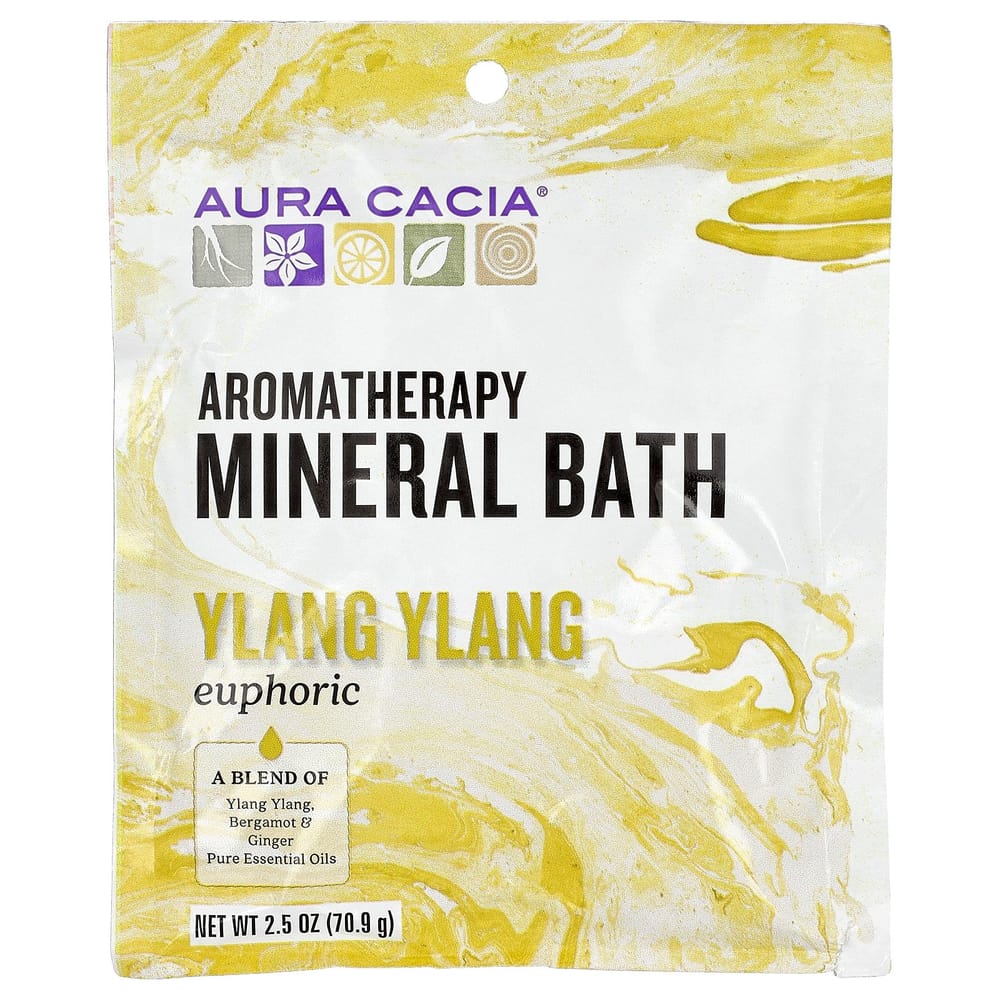 Aura Cacia Aromatherapy Mineral Bath, Euphoric Ylang Ylang, 2.5 oz (70.9 g)