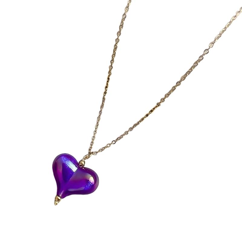 Trendy Heart Pendant Necklace Long Chain Women 2023 Jewelry Choker Necklaces Wedding Jewelry Gift for Valentines Day