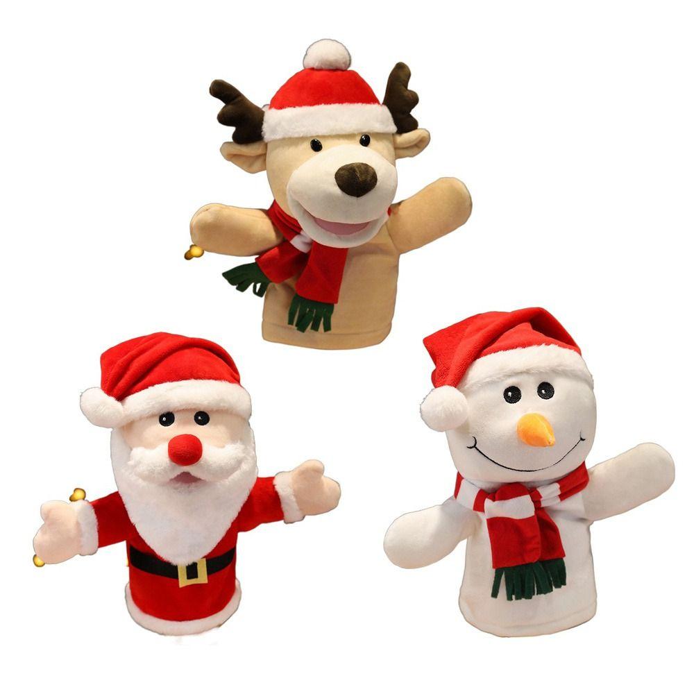 Dolls Hand Toy Christmas Gifts Hand Puppet Christmas Puppets Santa Claus Elk Animal Head Puppet