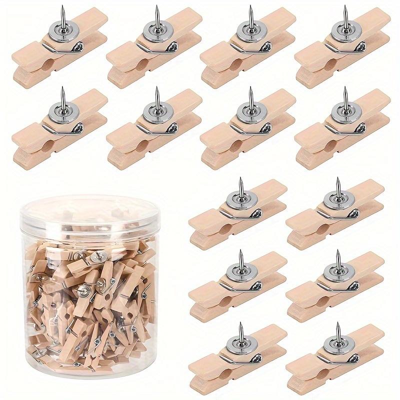 50pcs Pushpin Wooden Shelf Suit, Transparent Box Package, Easy To Store and Carry, Multi-Purpose Pushpin Suitable for Corkboard and Bulletin Board