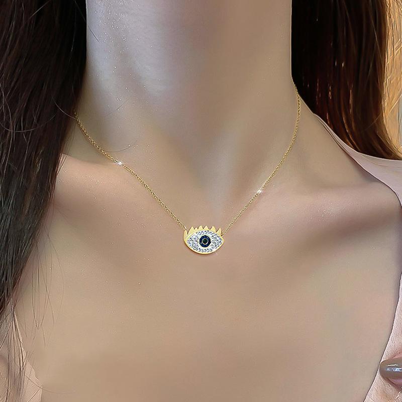 Temperament Eyelashes Eyes Furnace Real Gold Necklace Female Collarbone Chain With Jewelry