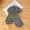 Gloves Women's Winter Warm Fleece Thickened Cute Riding Cold Wind Five-finger Touch Screen Plush Gloves