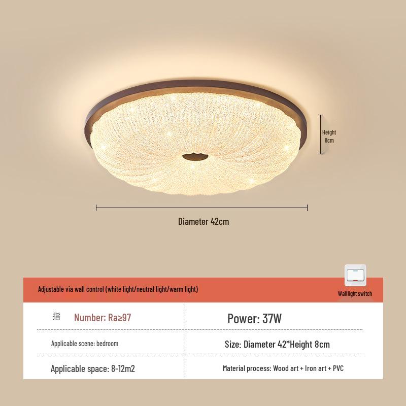 

Винтажный потолочный светильник 2025 в стиле ваби-саби, ретро, из орехового дерева для спальни и чайной комнаты Three-Color Light