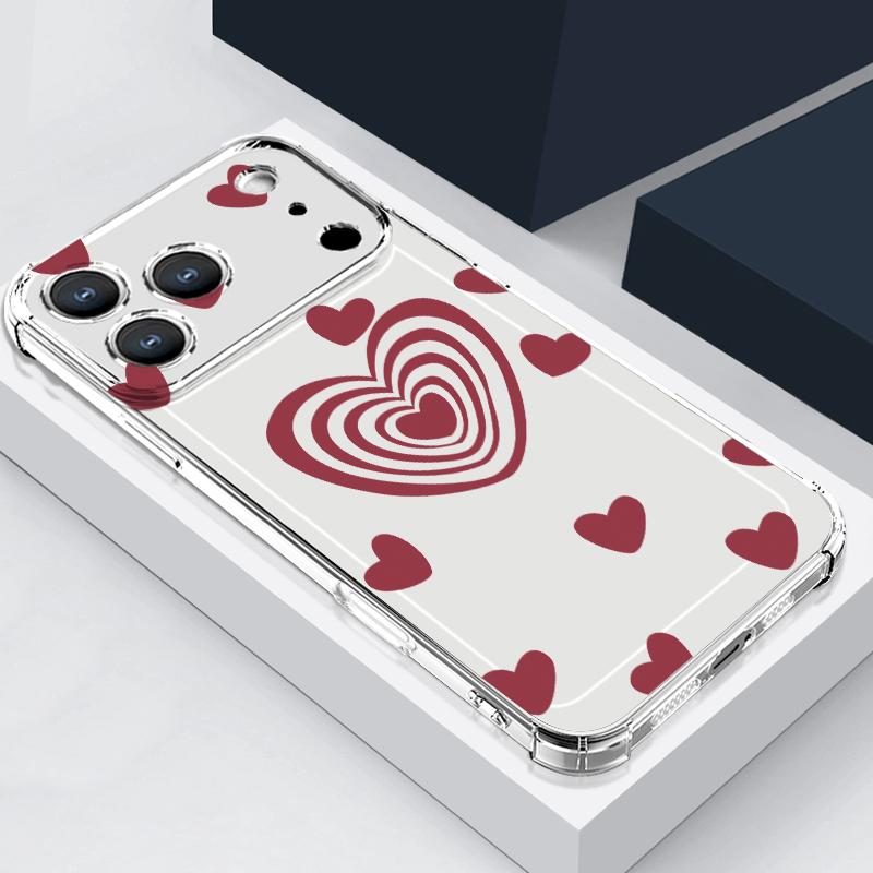 Colorful Heart Pattern Phone Case For iPhone 17e 17 16 15 Pro Max 14 13 Pro 16 Shockproof Clear Soft Card Slot Pocket Back Cover