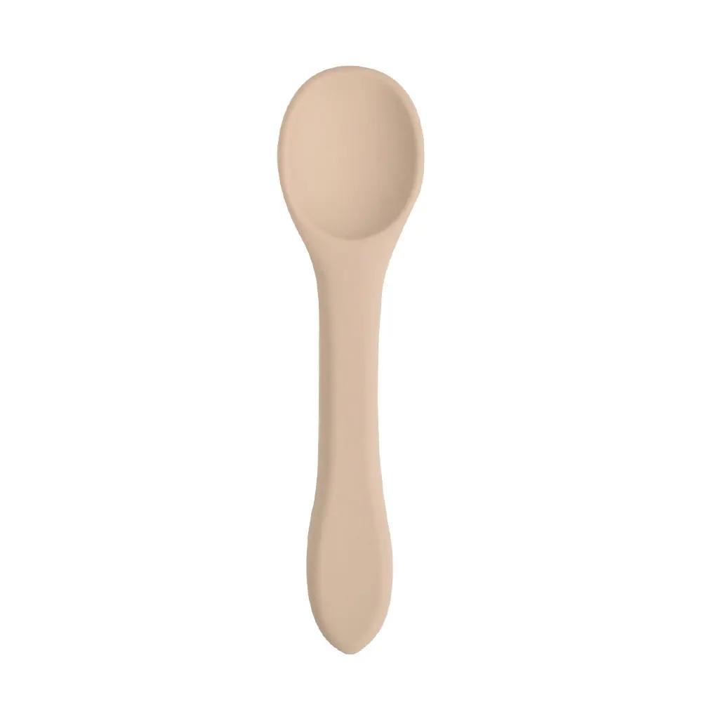 1PCS Full Silicone Spoon For  Utensils Food Grade Silicone Free Dishes Feeding Set Easy To Rinse  Tableware