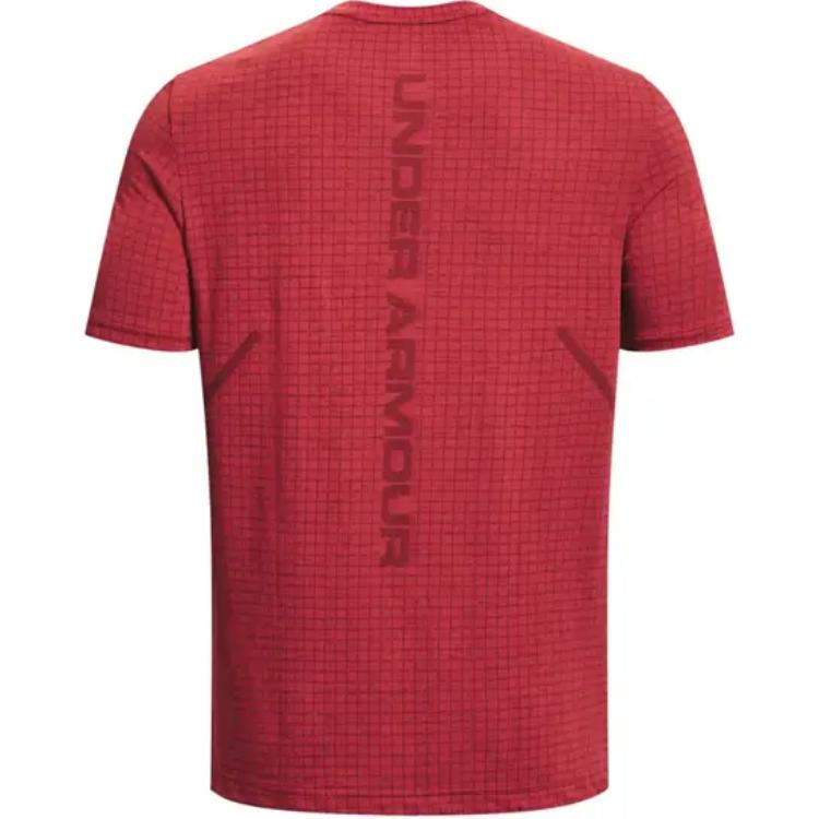 Under Armour Plaid Training Short Sleeve T-Shirt Men Tops Red 1376921-638