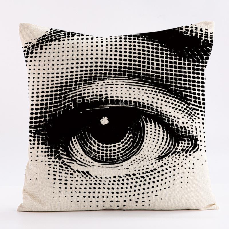 Abstract Scandinavisch gezichtspatroon kussenhoes met korte pluche print voor woonkamersofa decoratie kussenhoes 50x50cm