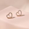 Simple Ins Style Sweet Heart Shaped 18k Gold Plated Copper Stud Earrings For Women