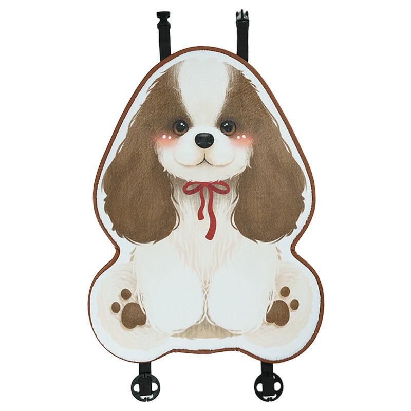 Niedliches Welpen Autositzkissen Plüsch Dick Warm Autositz Nackenkissen Winter Anti-Rutsch Autositzbezug Rückenkissen Lendenwirbelstütze