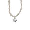 Stylish Crystal Bead Necklace Featuring Silver Floral Pendant Trendy Neck Jewelry For Casual Outfits And Special Occasion