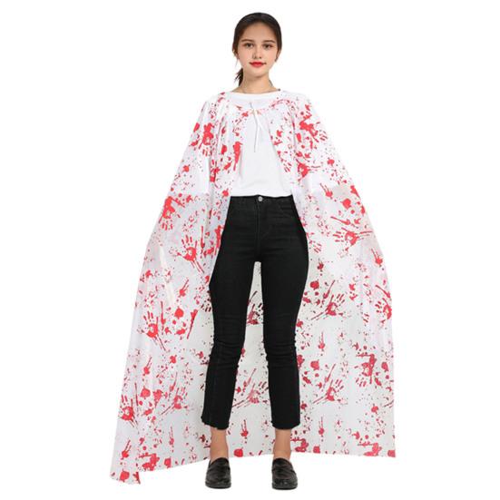 Halloween Cloak Long Hooded Cape with Blood Spider Web Print for Kids Adults Halloween Party Dress Up Accessory for Performance Cosplay Masquerade