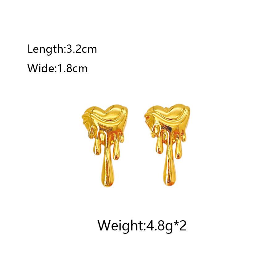 

Trend Personality Gold Color Liquid Lava Heart Shape Stud Earrings for Women Men Does Not Fade Stainless Steel Punk Jewelry Gift