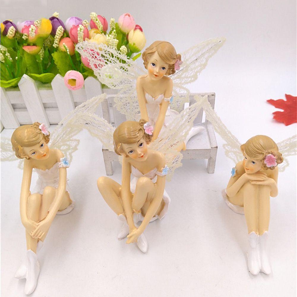 Toy Figures Resin Car Cake Decor Flying Flower Fairy Garden Flower Ornaments  White Angel Doll