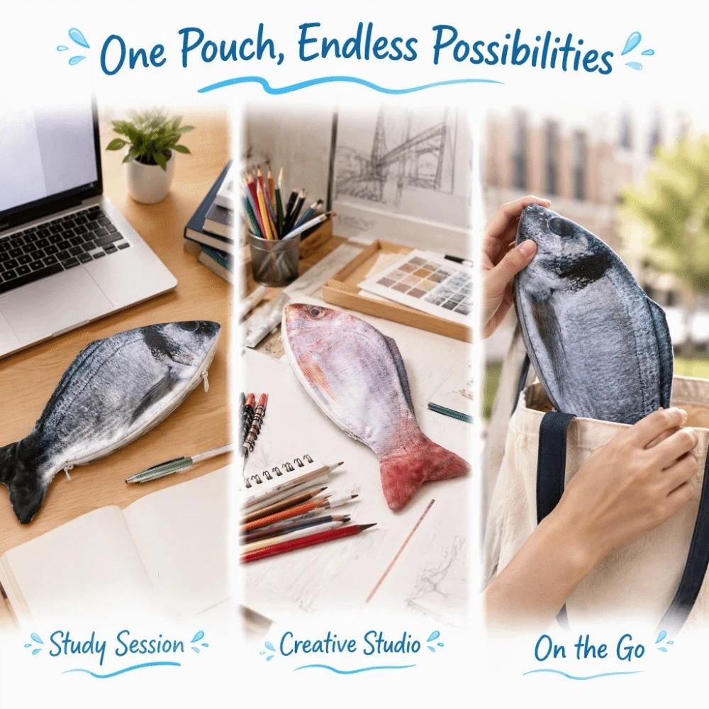 Funny Salted Fish Shape Pen Bag Cute Design Stationery Storage Bag Fish Pencil Case Children