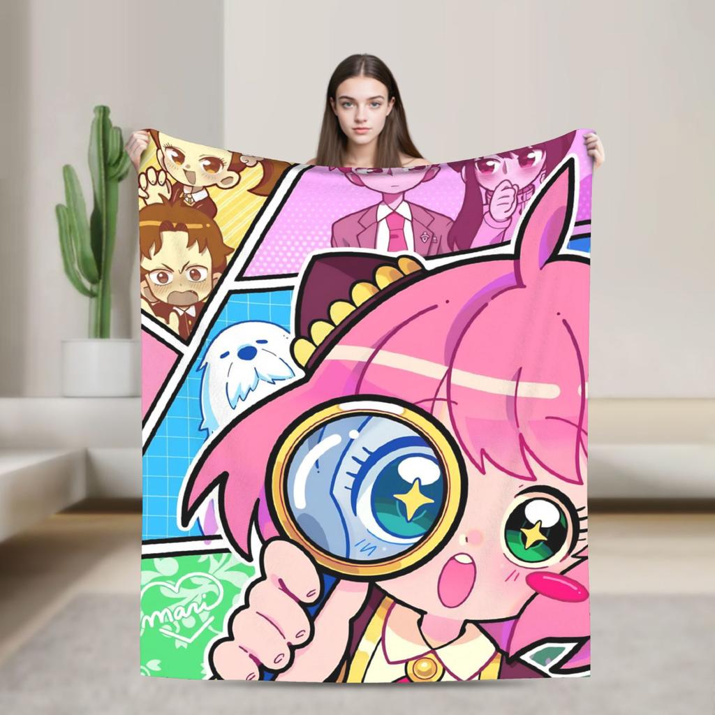 S-Spy X Family  Anya Forger  Flannel Blanket Throw Blanket for Living Room Travel Office Street Trend Bedspread Sofa Bed Cover