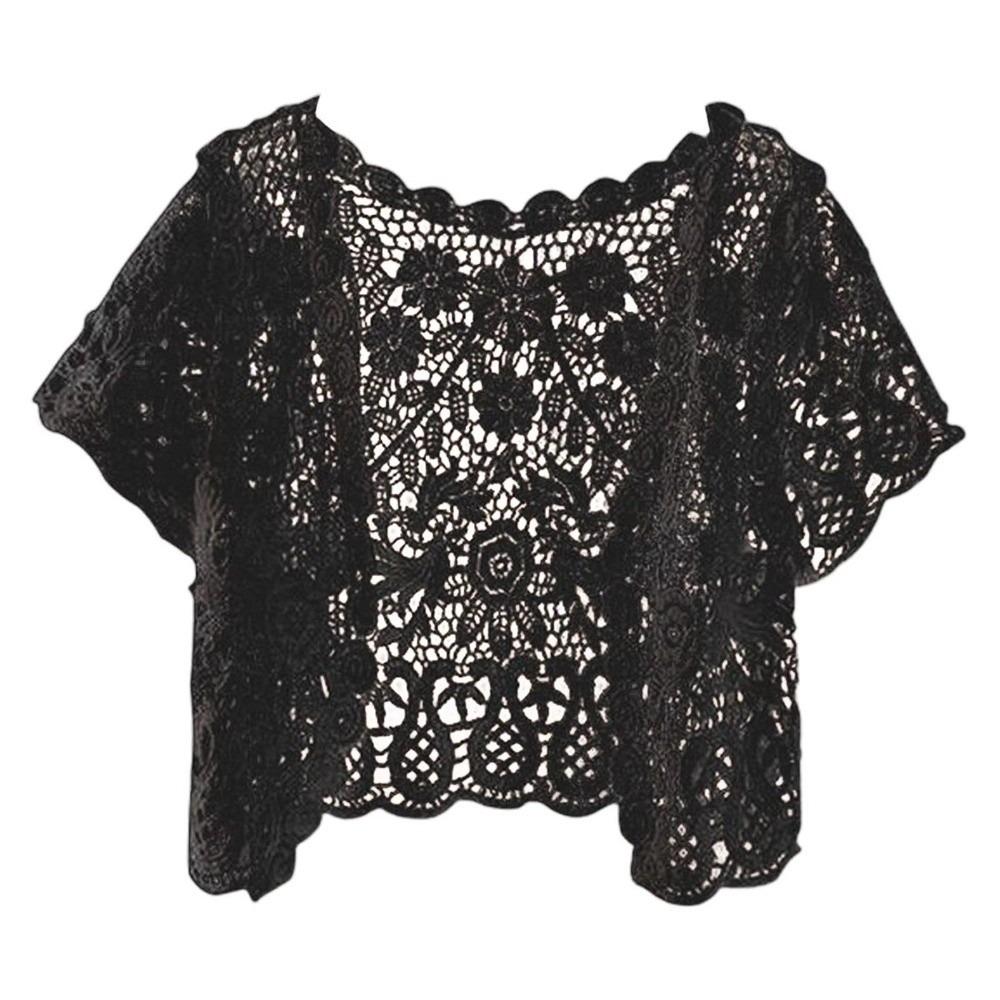 Open Front Bridal Summer Jacket Black/White Short Sleeve Cardigan Elegant Knit Vest for Women