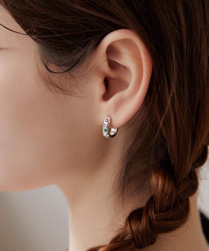Dmoment Gemma One-Touch Silver Earrings (925 Silver)