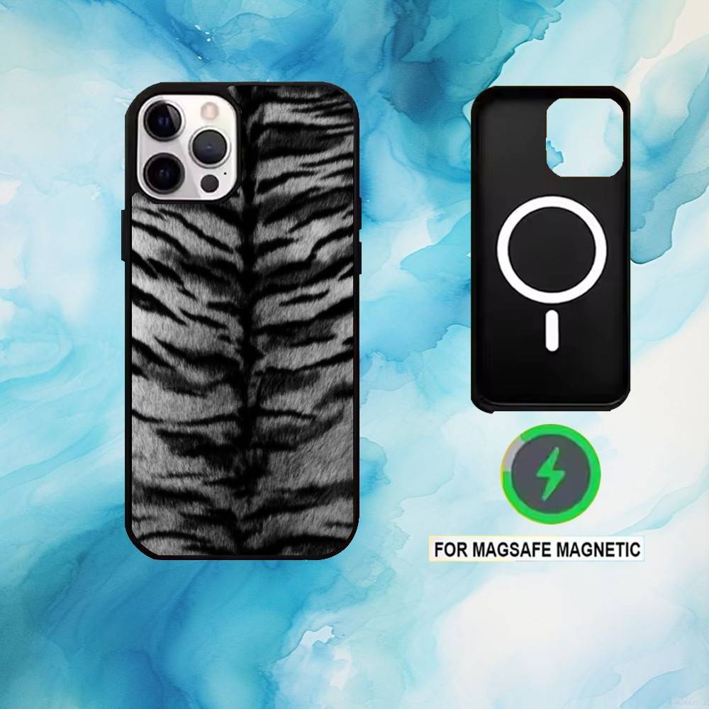 Tiger Skin Phone Case For iPhone17,16,15,14,13,12,11 Plus,Pro Max Magnetic For Magsafe Wireless Charging