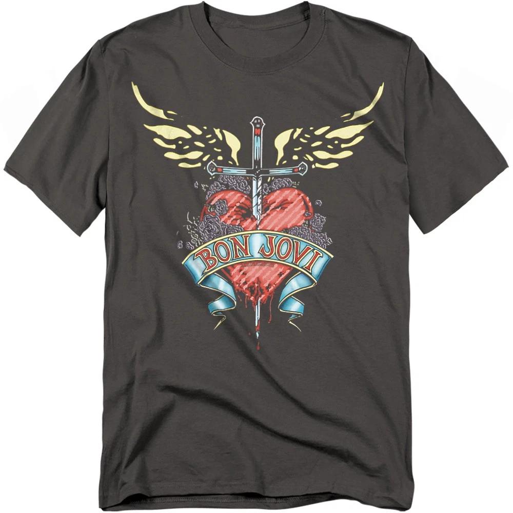 Мужская футболка Bon Jovi Daggered 100% Хлопок Топ S-4XL, Угольный S