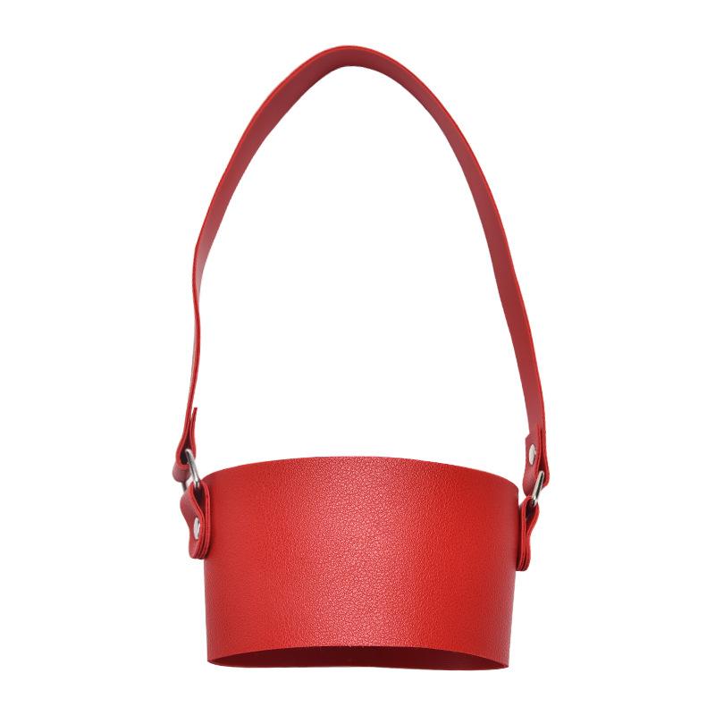 2025 Portable Cup Cover Thickened Milk Tea Cup Accessories Outdoor Portable Tote Bag Women'S Leather Non-Slip Cup Cover
