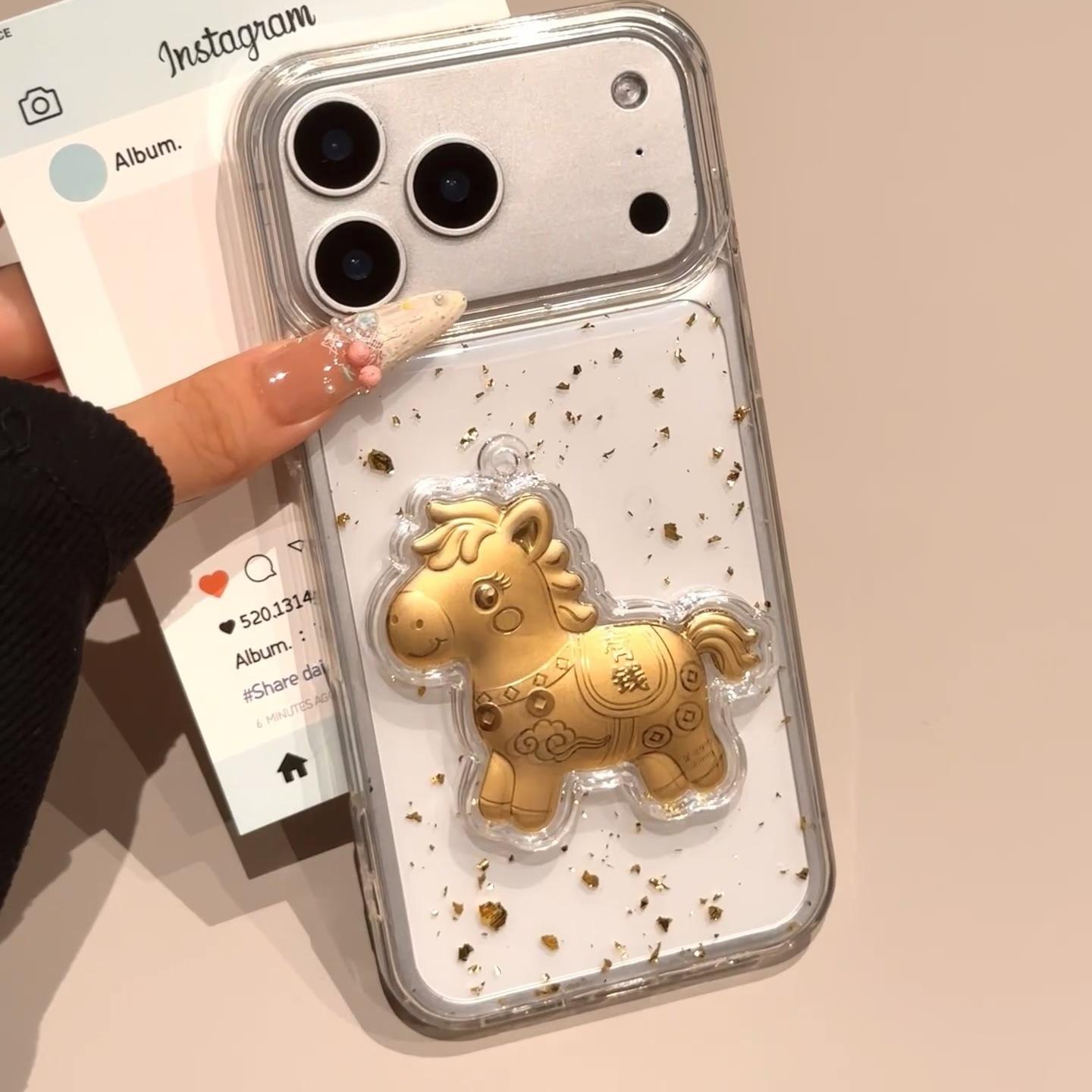

For IPhone17 Mobile Phone Case Glue for Apple 16promax New Year Air Gold Foil 16e Rich 15Pro For iPhone 7plus/8plus